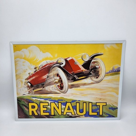 Renault Race Car Metal Sign Garage Man Cave Decor Reproduction - Picture 1 of 4